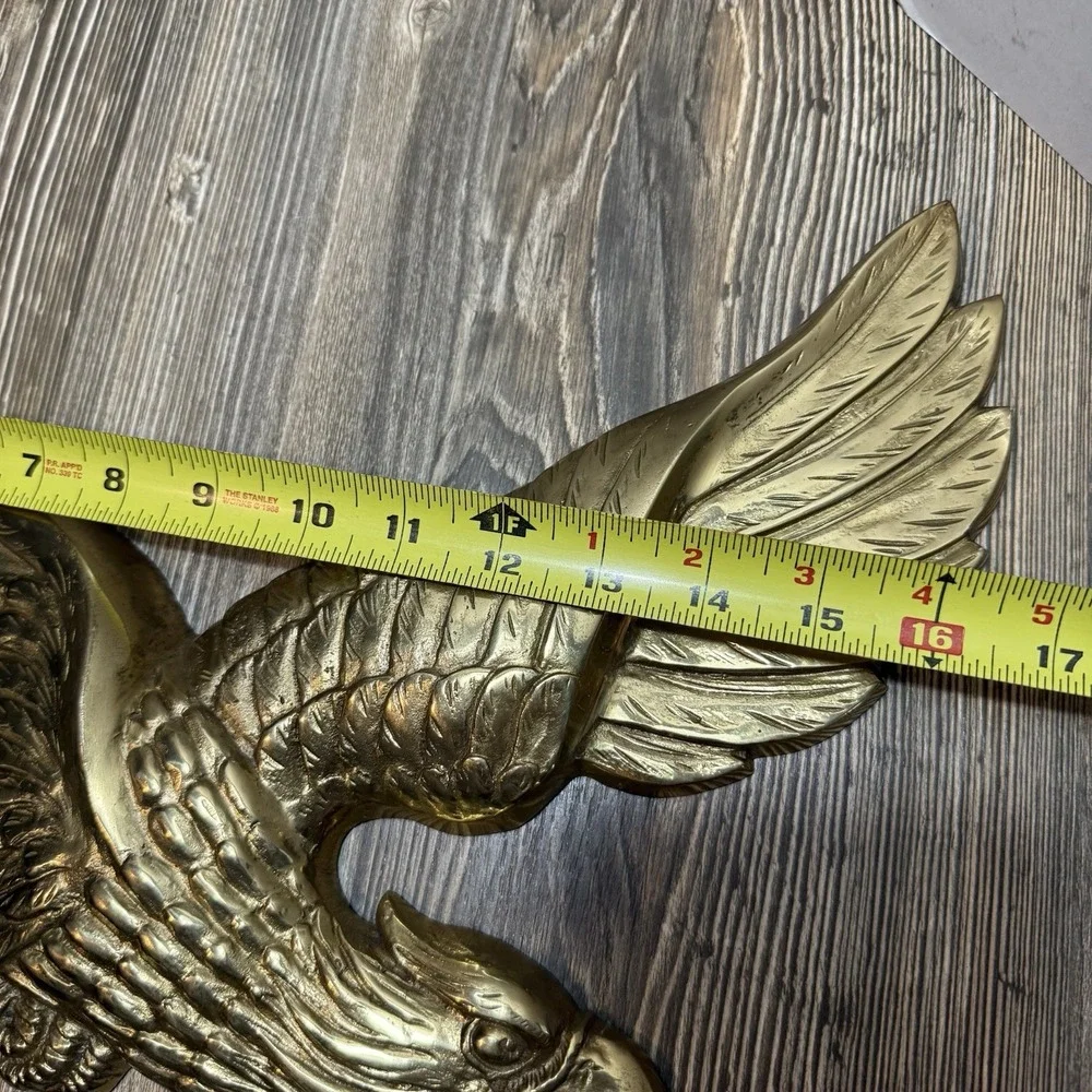 Patriotic Brass Eagle Swooping‎ Wall Hanging Plaque Mid Century 16